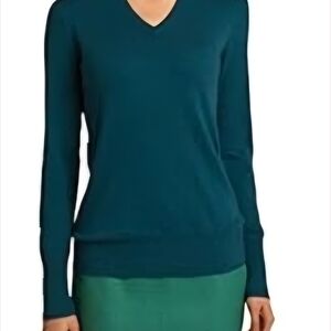 Women's Teal V-Neck Sweater